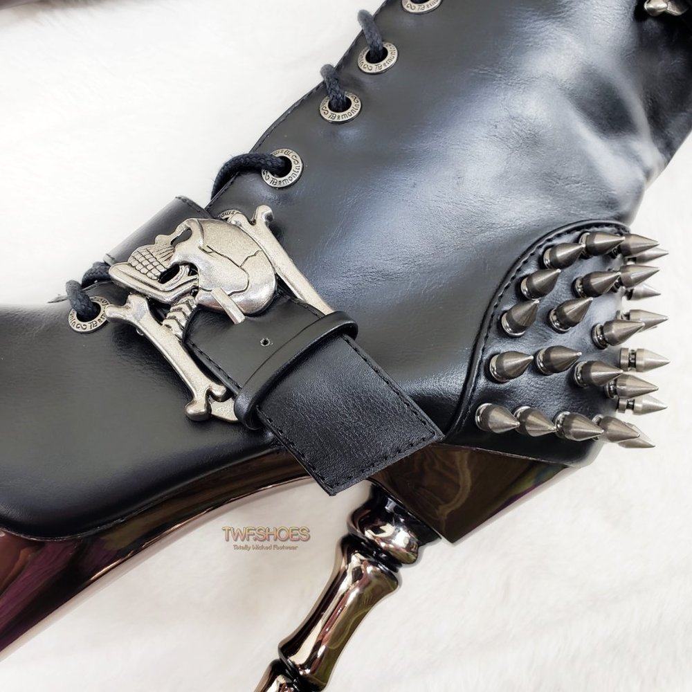Muerto Goth Punk Bone Heel Spiked Knee Boots RESTOCKED_8